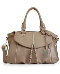 A classic carryall gets an edgy update with this must-have Style&co. design that goes from deskside to dinner date in a wink. Shiny silver-tone zippers and studded tassel accents add instant allure, while the well-organized interior provides plenty of pockets and compartments for stashing your everyday essentials. A classic carryall gets an edgy update with this must-have Style&co. design that goes from deskside to dinner date in a wink. Shiny silver-tone zippers and studded tassel accents add instant allure, while the well-organized interior provides plenty of pockets and compartments for stashing your everyday essentials.