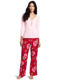Betsey Johnson Women's Stretch and Flannel Pant Pajama Set, Present And Accounted For Heartbreaker, Small Betsey Johnson Women's Stretch and Flannel Pant Pajama Set, Present And Accounted For Heartbreaker, Small