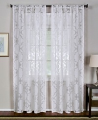 Featuring an iron-work motif inspired by the gates of Rome, the Motego window panel brings modern elegance to your home. Display alone or layer with your favorite solid panels. Semi-sheer; pole top construction. Featuring an iron-work motif inspired by the gates of Rome, the Motego window panel brings modern elegance to your home. Display alone or layer with your favorite solid panels. Semi-sheer; pole top construction.