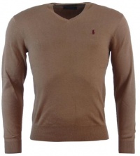 Polo Ralph Lauren Mens Pima Cotton V-Neck Sweater - M - Brown Polo Ralph Lauren Mens Pima Cotton V-Neck Sweater - M - Brown