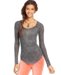 Allover ribbed knit adds on-trend texture to this sheer Free People top -- a hot layering piece! Allover ribbed knit adds on-trend texture to this sheer Free People top -- a hot layering piece!