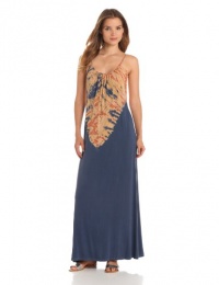 Gypsy 05 Women's Bamboo Scoop Back Maxi, Navy/Peach, Medium Gypsy 05 Women's Bamboo Scoop Back Maxi, Navy/Peach, Medium
