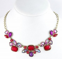 Style&co. Necklace, Gold-Tone Purple and Coral Bead Frontal Necklace Style&co. Necklace, Gold-Tone Purple and Coral Bead Frontal Necklace