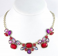 Style&co. Necklace, Gold-Tone Purple and Coral Bead Frontal Necklace