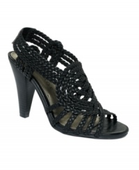 For the cabana or the dance floor, Rampage's Ibera sandals will help you glide through with grace. With a stacked heel and dramatic braided straps. For the cabana or the dance floor, Rampage's Ibera sandals will help you glide through with grace. With a stacked heel and dramatic braided straps.