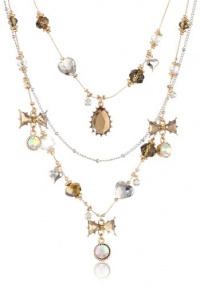 Betsey Johnson Iconic Summer Metallics Gem and Bow Illusion Necklace, 19 Betsey Johnson Iconic Summer Metallics Gem and Bow Illusion Necklace, 19