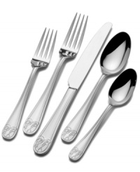 Engraved with a whimsical bow, this distinct flatware ties in beautifully with Love Story dinnerware, also by Mikasa. A glistening finish in premium stainless makes the place setting suitable for every day and occasion, too. Engraved with a whimsical bow, this distinct flatware ties in beautifully with Love Story dinnerware, also by Mikasa. A glistening finish in premium stainless makes the place setting suitable for every day and occasion, too.