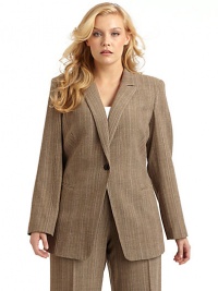 THE LOOKAllover woven striped construction with subtle multicolored accentsPadded shouldersNotched lapelButton closureDual welt pocketsTHE FITAbout 25 from shoulder to hemTHE MATERIALCotton/silkFully linedCARE & ORIGINDry cleanImported THE LOOKAllover woven striped construction with subtle multicolored accentsPadded shouldersNotched lapelButton closureDual welt pocketsTHE FITAbout 25 from shoulder to hemTHE MATERIALCotton/silkFully linedCARE & ORIGINDry cleanImported