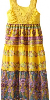 Bloome Girls 7-16 Plus Size Mixed Print Maxi Dress, Yellow, 12.5 Bloome Girls 7-16 Plus Size Mixed Print Maxi Dress, Yellow, 12.5