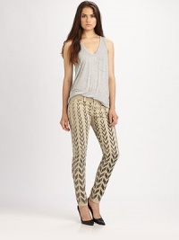 Contrasting arrow print refreshes these masterfully tailored, ankle-grazing skinnies. THE FITMedium rise, about 8Inseam, about 30THE DETAILSButton closureZip flyFive-pocket style98% cotton/2% elastaneMachine washImportedModel shown is 5'11 (178cm) wearing US size 4. Contrasting arrow print refreshes these masterfully tailored, ankle-grazing skinnies. THE FITMedium rise, about 8Inseam, about 30THE DETAILSButton closureZip flyFive-pocket style98% cotton/2% elastaneMachine washImportedModel shown is 5'11 (178cm) wearing US size 4.