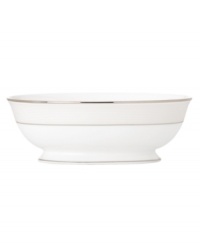 Modern yet timeless, this fine china vegetable bowl is sure to satisfy the style-hungry host. Simply dressed in cream and white stripes and finished with polished platinum trim, Opal Innocence Stripe creates an ultra-chic setting to enjoy celebratory meals. Modern yet timeless, this fine china vegetable bowl is sure to satisfy the style-hungry host. Simply dressed in cream and white stripes and finished with polished platinum trim, Opal Innocence Stripe creates an ultra-chic setting to enjoy celebratory meals.
