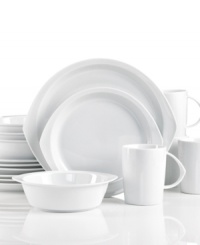 A new direction. Playful silhouettes inspired by a compass and pulled from the Dansk archives make Kompas dinnerware fresh and fun to arrange in countless configurations. Understated white porcelain plates casual meals with sleek sophistication.