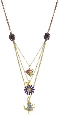 Betsey Johnson Morocco Adventure Teapot and Cup 3-Row Necklace Betsey Johnson Morocco Adventure Teapot and Cup 3-Row Necklace