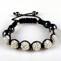 10mm White Crystals Macrame 7pcs Beaded Shamballa Ball Adjustable Bracelet 10mm White Crystals Macrame 7pcs Beaded Shamballa Ball Adjustable Bracelet