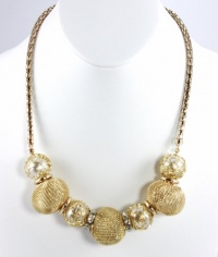 Style&co Necklace, 20 Gold-Tone Large Mesh and Textured Bead Frontal Statement Necklace Style&co Necklace, 20 Gold-Tone Large Mesh and Textured Bead Frontal Statement Necklace