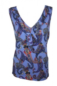 Charter Club Womens Paisley Ruffled Trim Sleeveless Top Charter Club Womens Paisley Ruffled Trim Sleeveless Top