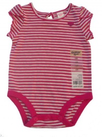 Oshkosh Girls Short Cap Sleeve Cotton Knit Striped Bodysuit with Irridescent Heart Size 3-24 Months (6 Months) Oshkosh Girls Short Cap Sleeve Cotton Knit Striped Bodysuit with Irridescent Heart Size 3-24 Months (6 Months)