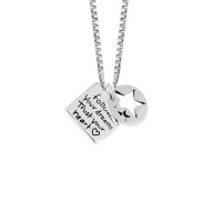 Sterling Silver Dream Follow Your Dreams Trust Your Heart Reversible Two-Piece Pendant Necklace with Stars, 18 Sterling Silver Dream Follow Your Dreams Trust Your Heart Reversible Two-Piece Pendant Necklace with Stars, 18