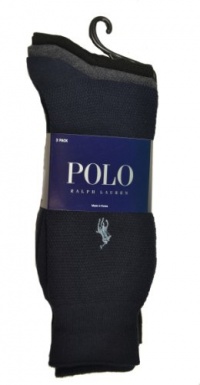 Polo Ralph Lauren Men's 3 Pack Dress Socks Blue/Gray/Black Polo Ralph Lauren Men's 3 Pack Dress Socks Blue/Gray/Black