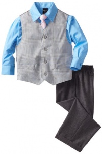 Nautica Dress Up Boys 2-7 Glen Plaid Vest Set, Medium Grey, 6 Nautica Dress Up Boys 2-7 Glen Plaid Vest Set, Medium Grey, 6