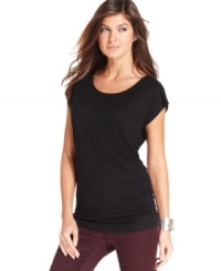 This classic top from INC features ruching at the sides for a soft, feminine look. (Clearance) This classic top from INC features ruching at the sides for a soft, feminine look. (Clearance)