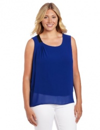 DKNYC Women's Plus-Size Sleeveless Top With Chiffon Overlay DKNYC Women's Plus-Size Sleeveless Top With Chiffon Overlay