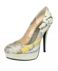 Lift up your everyday look: With a sculpted stiletto heel, RACHEL Rachel Roy's Kamaria platform pumps make a striking style statement. Lift up your everyday look: With a sculpted stiletto heel, RACHEL Rachel Roy's Kamaria platform pumps make a striking style statement.
