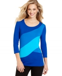 Be bold in colorblocking with this easy top from Cable & Gauge. Make a casual ensemble and mix in skinny jeans and flats. Be bold in colorblocking with this easy top from Cable & Gauge. Make a casual ensemble and mix in skinny jeans and flats.