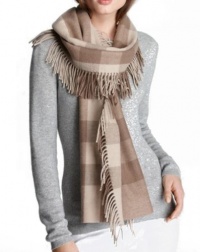 Burberry Happy Tonal Check Wool Cashmere Scarf, Smoked Trench Check Burberry Happy Tonal Check Wool Cashmere Scarf, Smoked Trench Check