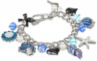 Betsey Johnson Iconic Blue Sea Sea Shell Multi-Charm Toggle Bracelet, 7.5