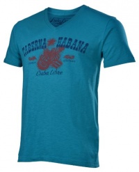 Lucky Brand Jeans Men's Taberna Habana Cuba Libre V-Neck Shirt-Turquoise Lucky Brand Jeans Men's Taberna Habana Cuba Libre V-Neck Shirt-Turquoise