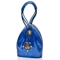 Valentino Orlandi Italian Designer Blue Patent Leather Box Clutch Bag Valentino Orlandi Italian Designer Blue Patent Leather Box Clutch Bag
