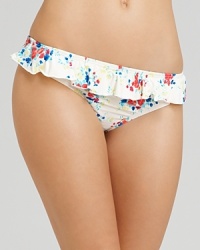 This season, swimwear plays up flirty feminine prints and 1950s silhouettes. Be the belle of the beach in this sweet ruffled bikini from Ella Moss. This season, swimwear plays up flirty feminine prints and 1950s silhouettes. Be the belle of the beach in this sweet ruffled bikini from Ella Moss.