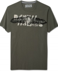 This DKNY graphic tee will add serious style to your t-shirt collection. This DKNY graphic tee will add serious style to your t-shirt collection.
