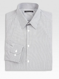 A smart, striped pattern superbly tailored in crisp cotton with a hint of stretch for a well-appointed look.Button-frontPoint collar98% cotton/2% lycraDry cleanImported A smart, striped pattern superbly tailored in crisp cotton with a hint of stretch for a well-appointed look.Button-frontPoint collar98% cotton/2% lycraDry cleanImported