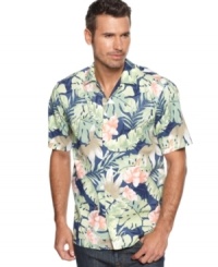 Take a walk on the wild side. Explore the exotic side of style in this short-sleeved shirt from Izod. Take a walk on the wild side. Explore the exotic side of style in this short-sleeved shirt from Izod.