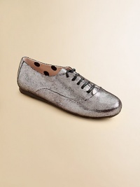 Crafted in metallic faux suede in a classic oxford silhouette with elastic laces and chiffon lining.Lace-upSynthetic suede upperChiffon liningRubber solePadded insoleImported Crafted in metallic faux suede in a classic oxford silhouette with elastic laces and chiffon lining.Lace-upSynthetic suede upperChiffon liningRubber solePadded insoleImported