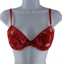 Calvin Klein Women's T-Shirt Bra with Lace Wings F3187, Red Floral, 34A Calvin Klein Women's T-Shirt Bra with Lace Wings F3187, Red Floral, 34A