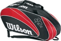 Wilson '12 Federer Tennis Bag - Holds 6 Racquets, Red/Black/White Wilson '12 Federer Tennis Bag - Holds 6 Racquets, Red/Black/White