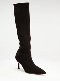 This long, lean silhouette of supple Italian suede is destined to be a classic.Self-covered heel, 2¾ (70mm) Shaft, 15 Leg circumference, 12 Pointed toe Leather lining and sole Padded insole Made in ItalyOUR FIT MODEL RECOMMENDS ordering one size up as this style runs small. This long, lean silhouette of supple Italian suede is destined to be a classic.Self-covered heel, 2¾ (70mm) Shaft, 15 Leg circumference, 12 Pointed toe Leather lining and sole Padded insole Made in ItalyOUR FIT MODEL RECOMMENDS ordering one size up as this style runs small.