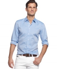 With a contrast inner placket, this BOSS Orange shirt is a subtle step up on the ordinary. With a contrast inner placket, this BOSS Orange shirt is a subtle step up on the ordinary.