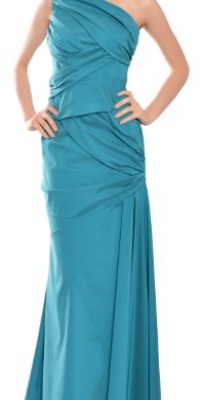 David Meister Silk Taffeta Ruched One Shoulder Evening Gown Dress David Meister Silk Taffeta Ruched One Shoulder Evening Gown Dress