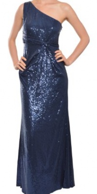 David Meister Glam One Shoulder Fully Sequins Knit Evening Gown Dress David Meister Glam One Shoulder Fully Sequins Knit Evening Gown Dress