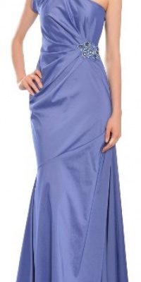 David Meister Sensuous One Shoulder Fitted Evening Gown Dress 12