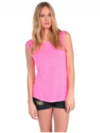 Vintage Havana Womens Stud Trim Muscle Tank - Hot Pink - Medium Vintage Havana Womens Stud Trim Muscle Tank - Hot Pink - Medium