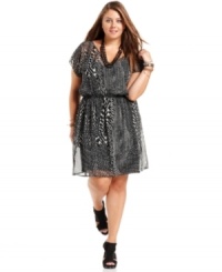 Rock a hot day to play look with Trixxi's short sleeve plus size dress, cinched by a banded waist. Rock a hot day to play look with Trixxi's short sleeve plus size dress, cinched by a banded waist.