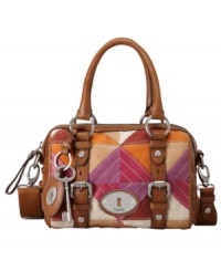 Add some color to your day with this pretty patchwork style from Fossil. A timeless silhouette and signature hardware give this stunning satchel the perfect look for any occasion. Add some color to your day with this pretty patchwork style from Fossil. A timeless silhouette and signature hardware give this stunning satchel the perfect look for any occasion.