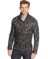 A classic tweed creation in a chunky knit construction. Calvin Klein's crossover v neck sweater is a sumptuous cold-weather staple for discerning tastes. A classic tweed creation in a chunky knit construction. Calvin Klein's crossover v neck sweater is a sumptuous cold-weather staple for discerning tastes.
