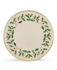 What finer things can there be than this? Part of an exquisite china collection from Lenox, Holiday dinner plates are detailed with a 24K gold trim. What finer things can there be than this? Part of an exquisite china collection from Lenox, Holiday dinner plates are detailed with a 24K gold trim.