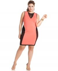 Lock up a blazing hot look with Baby Phat's sleeveless plus size dress, featuring an on-trend colorblocked design. Lock up a blazing hot look with Baby Phat's sleeveless plus size dress, featuring an on-trend colorblocked design.